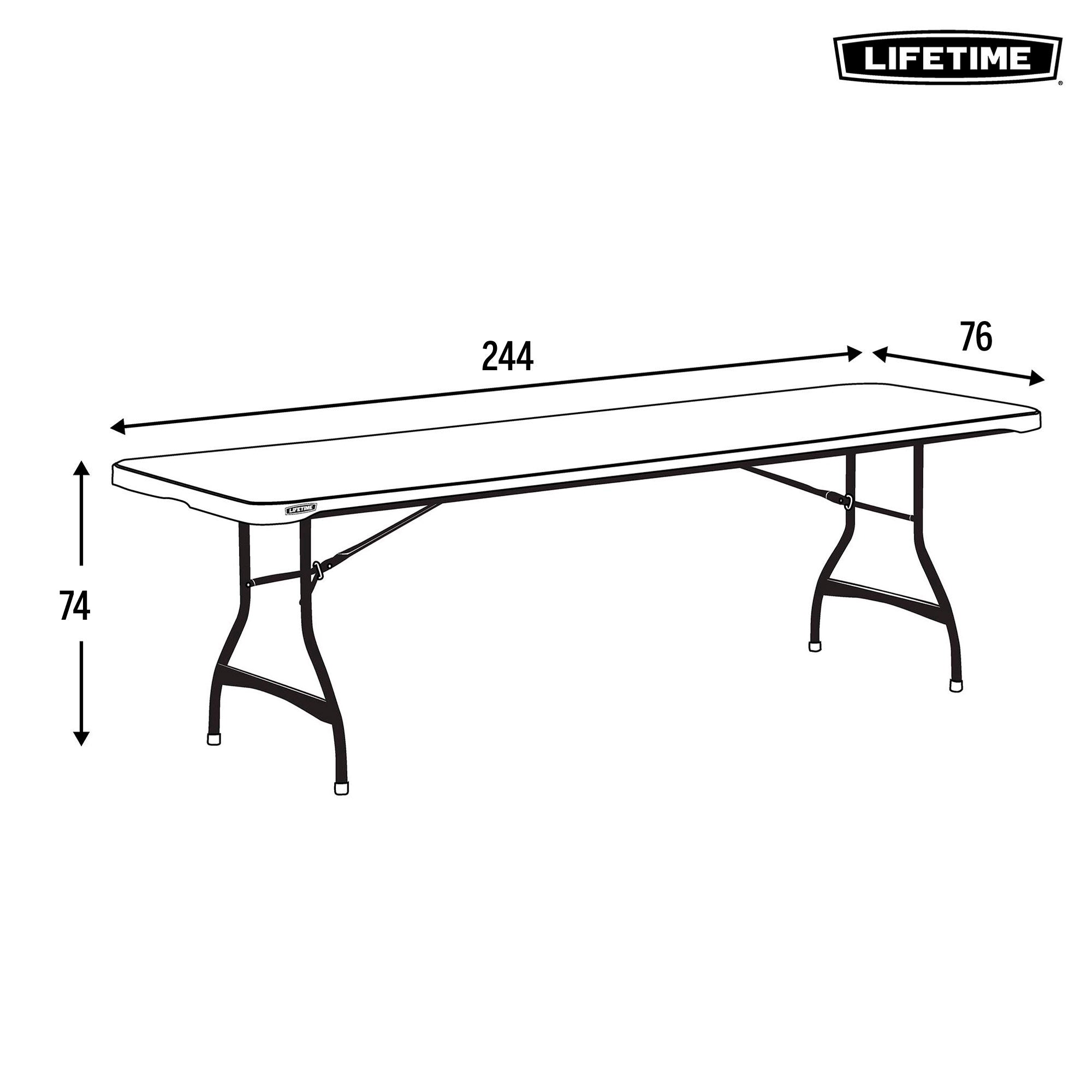 Pernas dobráveis ​​de mesa retangular brancas 244x76x74 cm - 92124