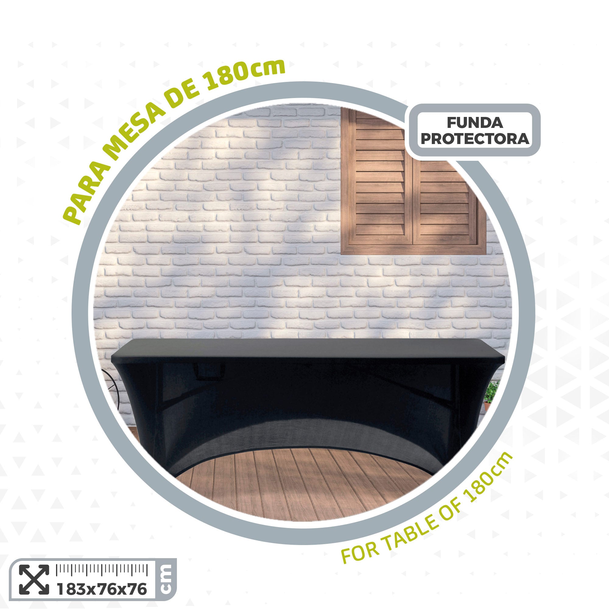 Capa elástica preta para mesa retangular de 180 cm Aktive - 61548