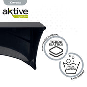 Capa elástica preta para mesa retangular de 180 cm Aktive - 61548