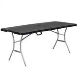 Mesa dobrável retangular preta 183 x 76 x 73 cm - 92126