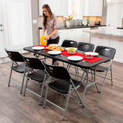 Mesa dobrável retangular preta 183 x 76 x 73 cm - 92126