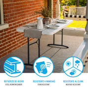 Mesa retangular pernas dobráveis ​​branca 152 x 76 x 74 cm - 92127