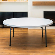 PEAKFORM Mesa redonda patas plegables blanca Ø180x74 cm