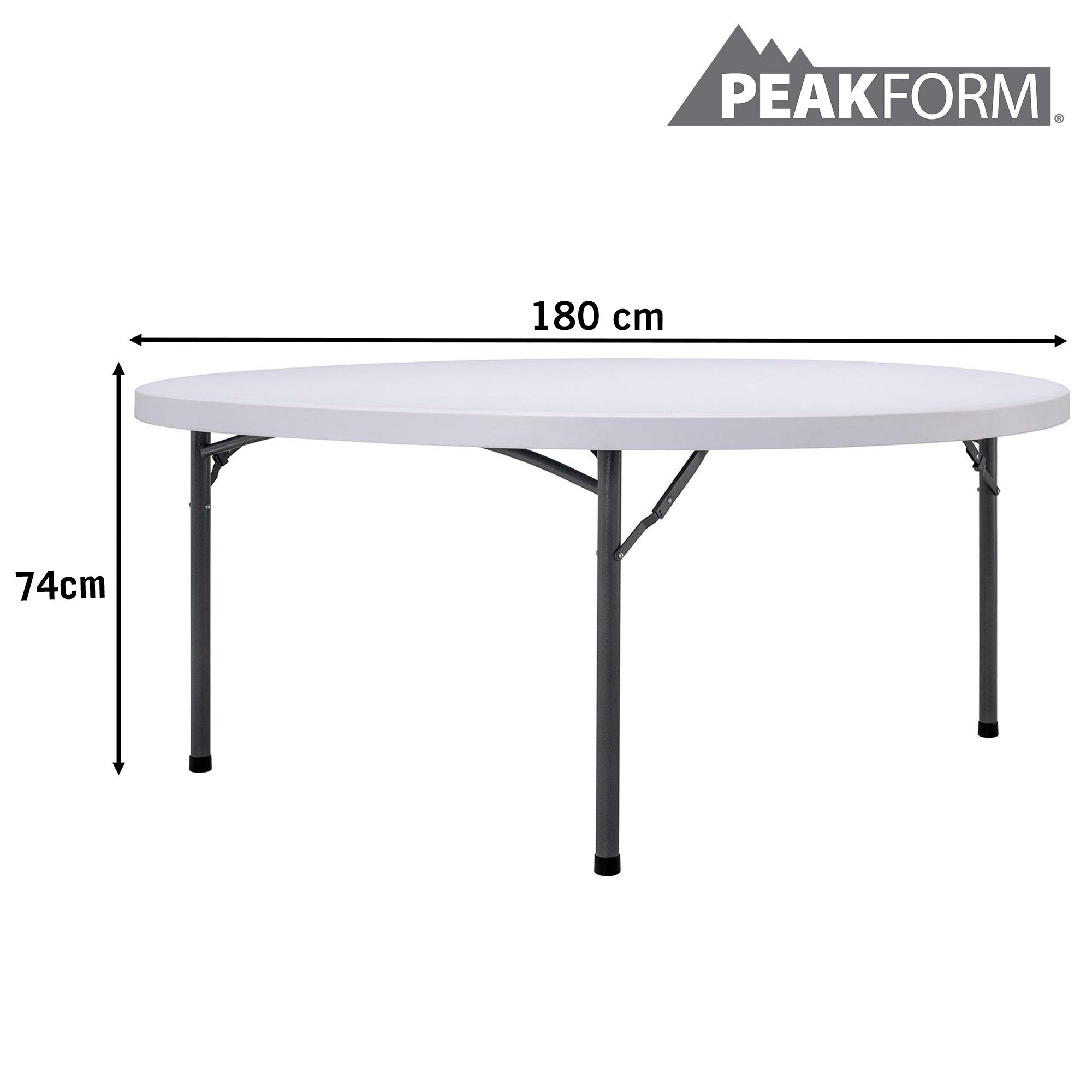 PEAKFORM Mesa redonda patas plegables blanca Ø180x74 cm
