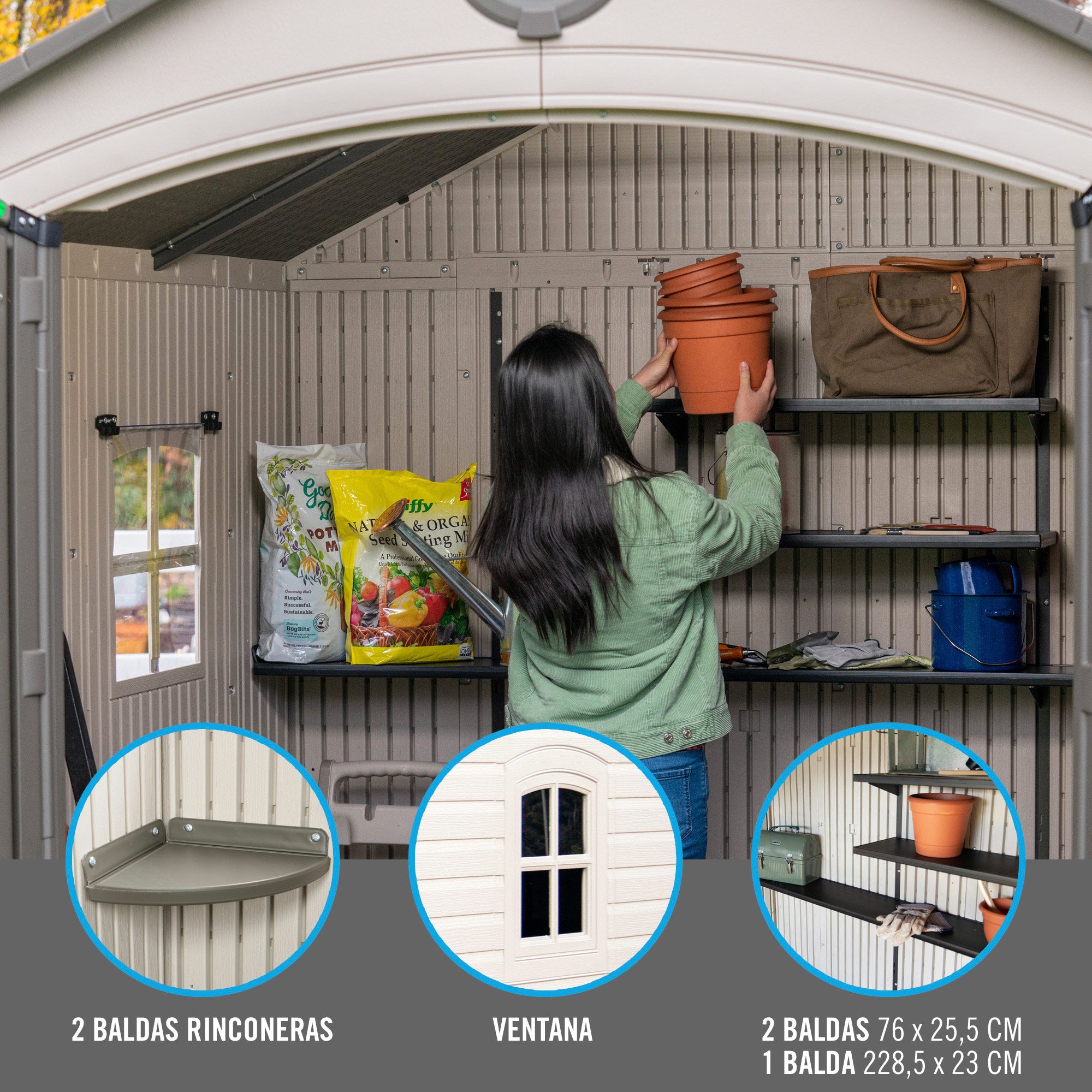 Abrigo de jardim com piso e janela 4,9 m2 - 92309