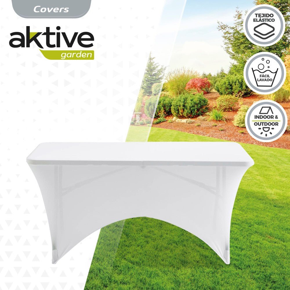 Funda elástica blanca para mesa rectangular de 120 cm Aktive - 61545 - Lifetime