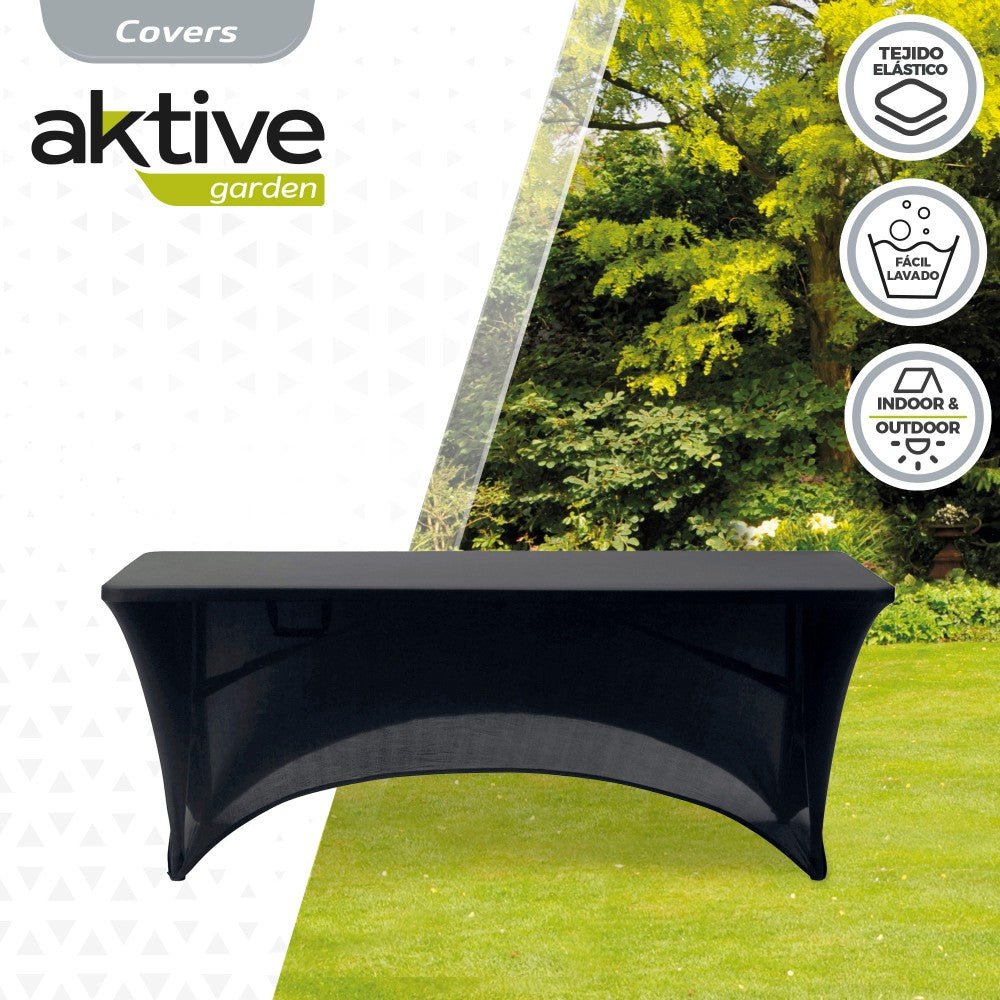 Funda elástica negra para mesa rectangular de 180 cm Aktive - 61548 - Lifetime