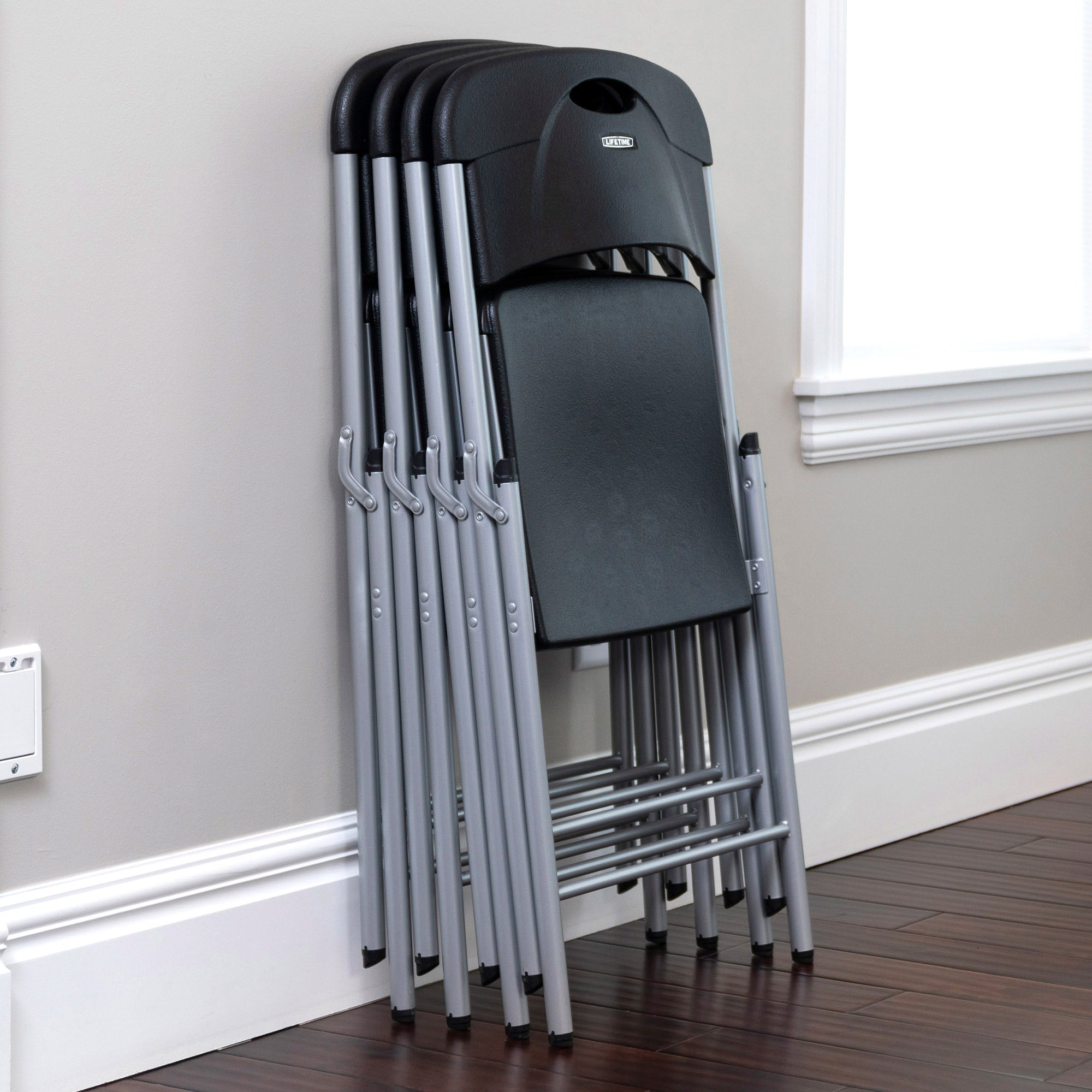 Pack mesa plegable 182x76 cm + 6 sillas plegables color negro - Lifetime