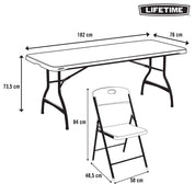 Pack mesa plegable 182x76 cm + 6 sillas plegables color negro - Lifetime