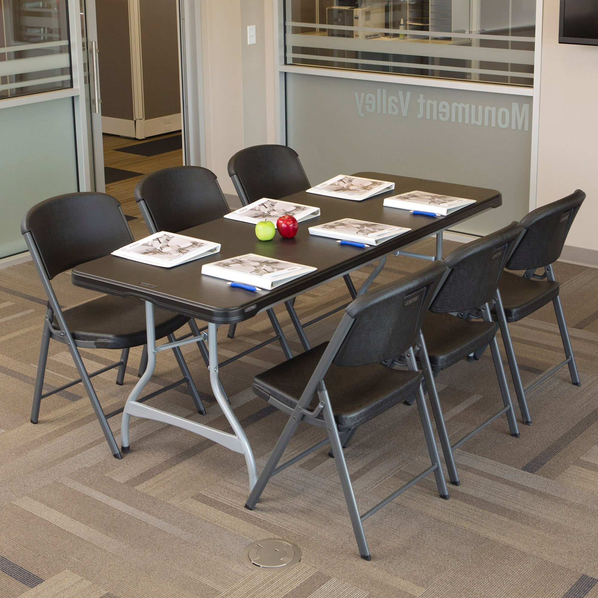 Pack mesa plegable 182x76 cm + 6 sillas plegables color negro - Lifetime