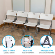Pack mesa redonda plegable Ø122 cm + 4 sillas plegables color blanco - Lifetime