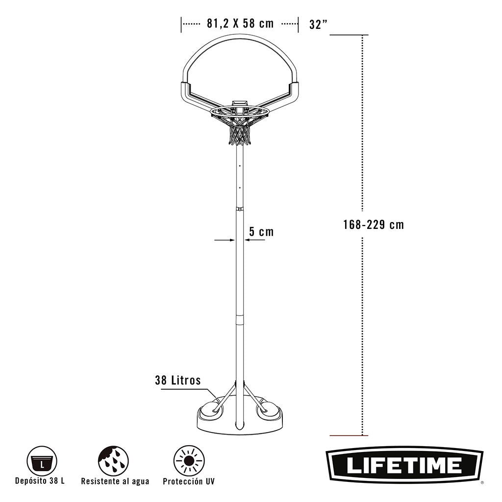 Canasta de baloncesto juvenil altura regulable - 168/229 cm - 92402 - Lifetime