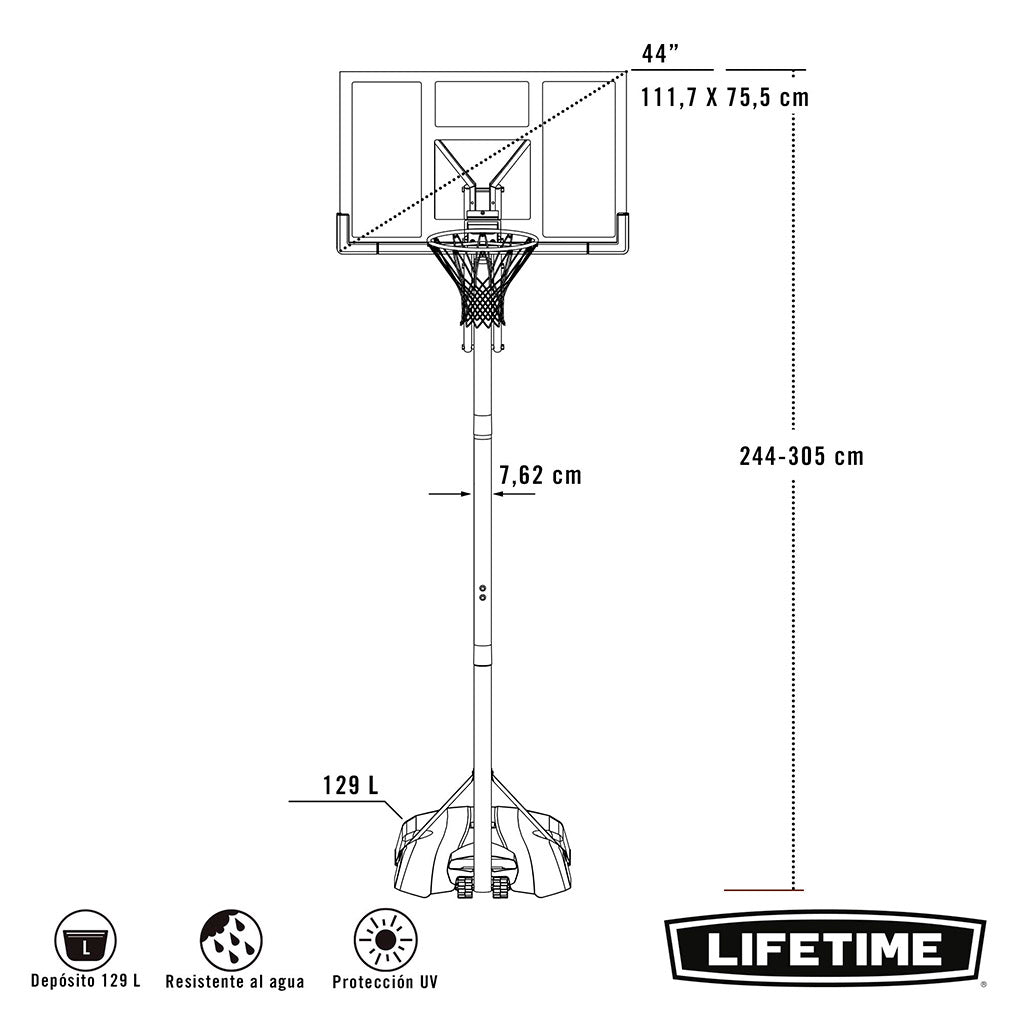 Canasta de baloncesto Slam-It altura regulable - 244/305 cm - 92401 - Lifetime