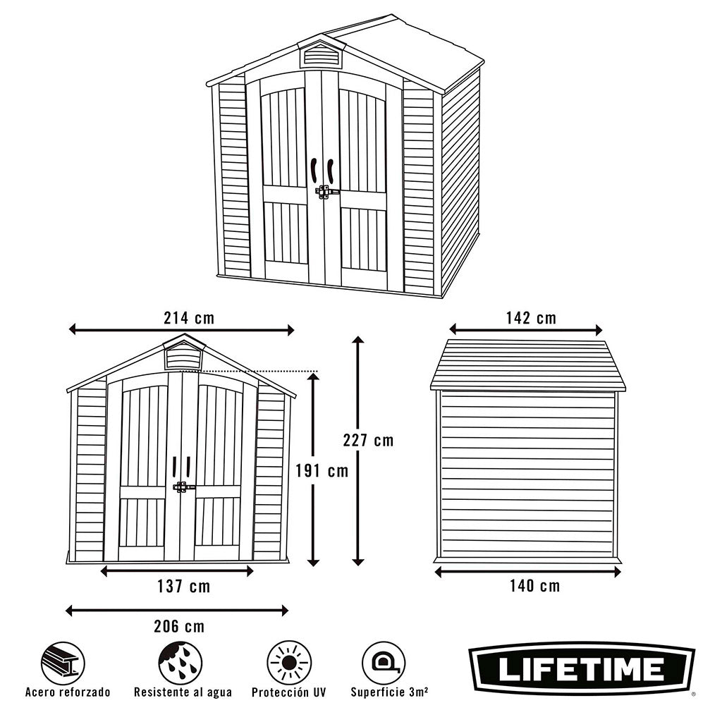 Caseta de jardín con suelo 3 m2 - 92300 - Lifetime