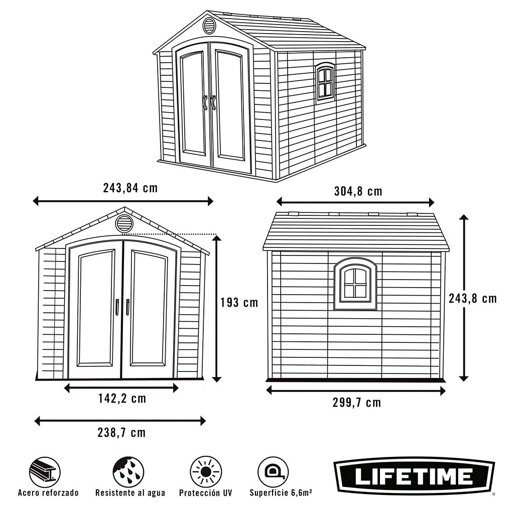 Caseta de jardín con suelo y ventana 6,6 m2 - 92308 - Lifetime