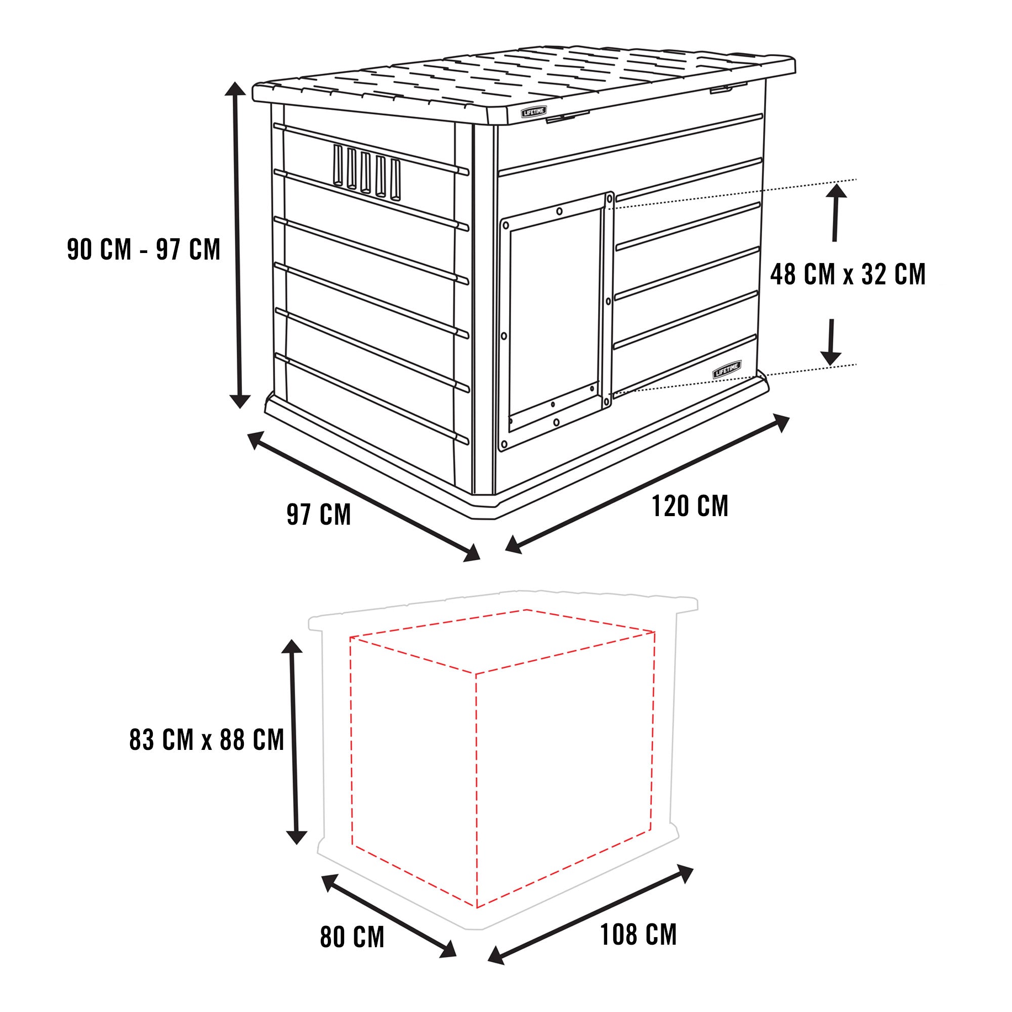 Caseta para perro gris 738 l - 92314 - Lifetime