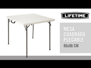Mesa quadrada dobrável branca - 86 x 86 x 74 cm - 92103