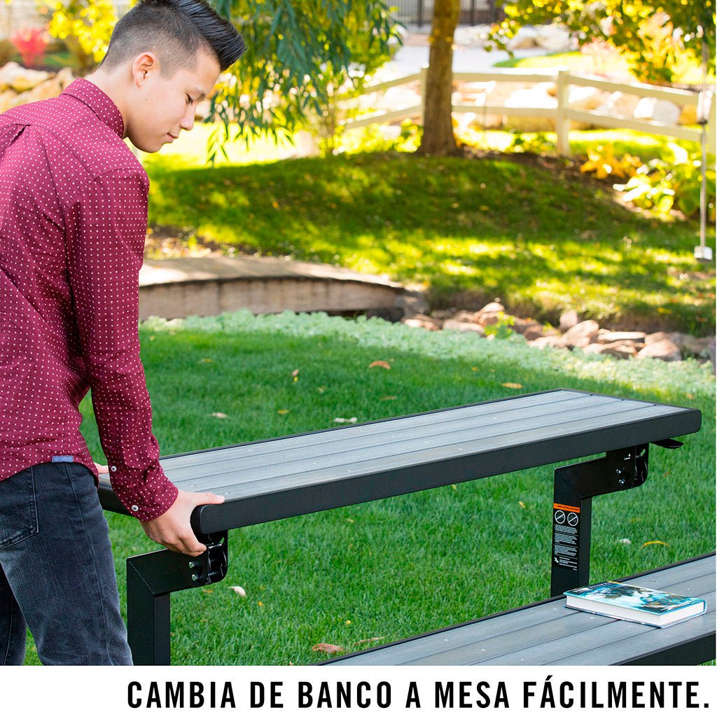 Mesa banco abatible acabado Rough Cut™ 141 x 36 x 88,5 cm - 92207 - Lifetime