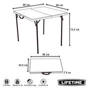 Mesa cuadrada plegable blanco - 86 x 86 x 74 cm - 92103 - Lifetime