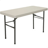 Mesa retangular creme com pés dobráveis, 122 x 61 x 74 cm - 92108