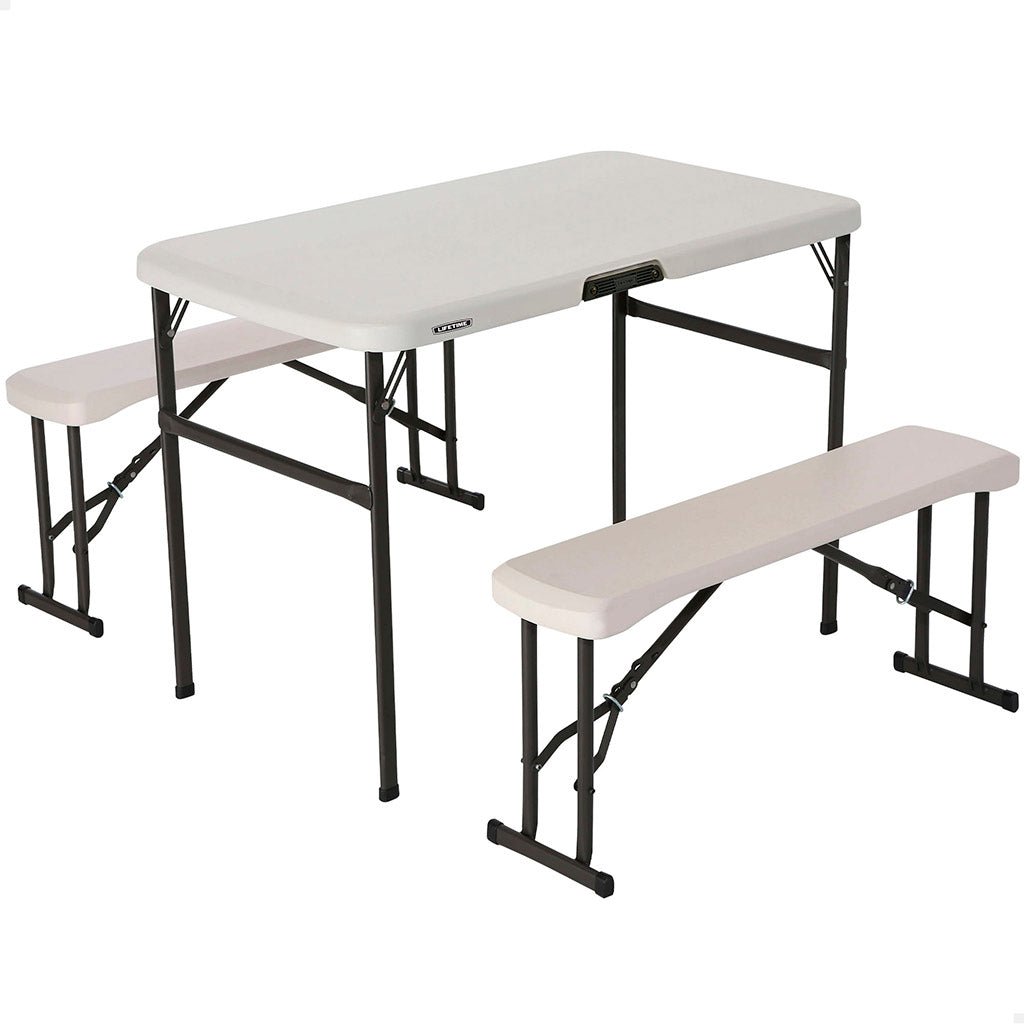 Mesa picnic plegable crema con bancos - 106,5 x 61 x 73,5 cm - 92202 - Lifetime