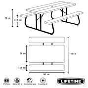 Mesa picnic plegable gris - 183 x 76 x 75 cm - 92405 - Lifetime