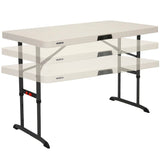 Mesa dobrável ajustável em altura creme 122 x 61 x 61-86 cm - 92121