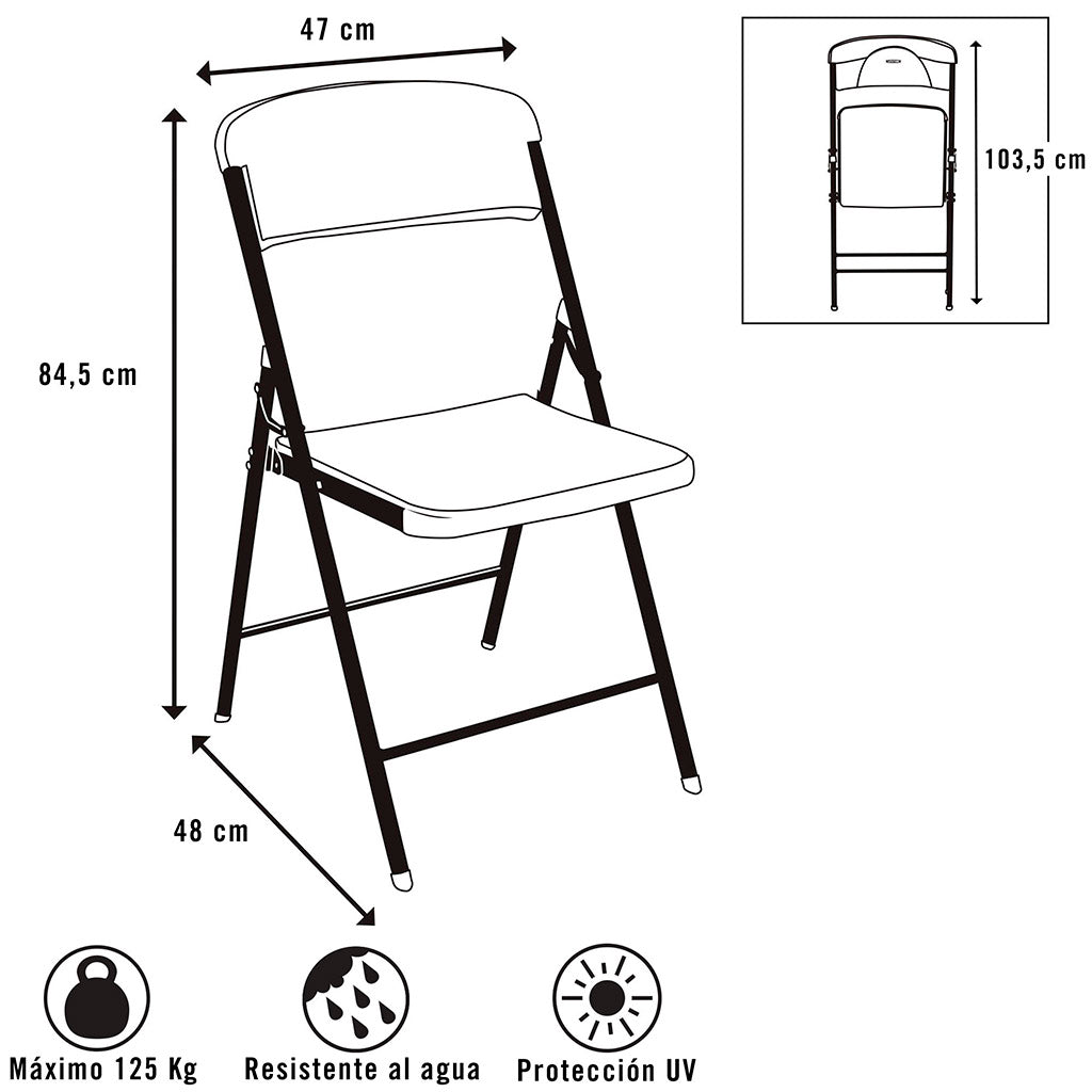 Silla plegable portátil blanco máx. - 110 kg - 92112 - Lifetime